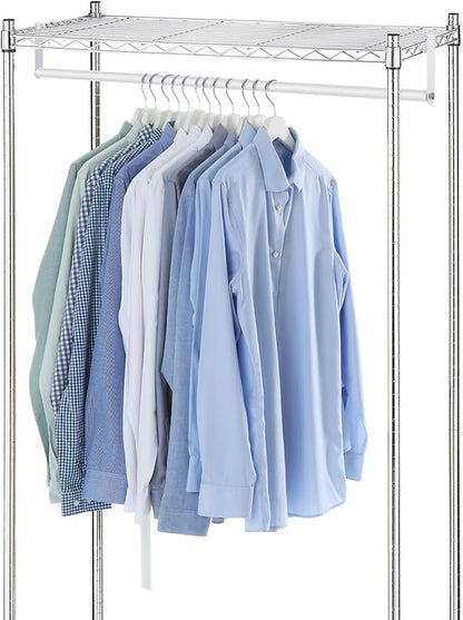 2 Pack Wire Shelving Garment Hanger Bar Wire Shelving Accessories Industrial Closet Clothes Rods for Home Retail Store(White,48 Inch)