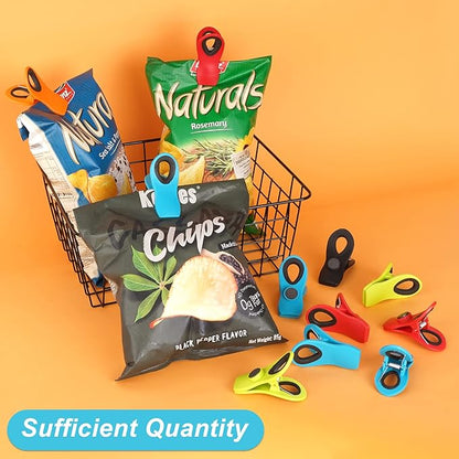 Jetmore 16 Pack Chip Clips Bag Clips, Office Paper Clamps, Multicolor Magnetic Clip for Food Packages, Multipurpose Plastic Clip for Food, Snack, Refrigerator, Kitchen, Paper, Binder Clips