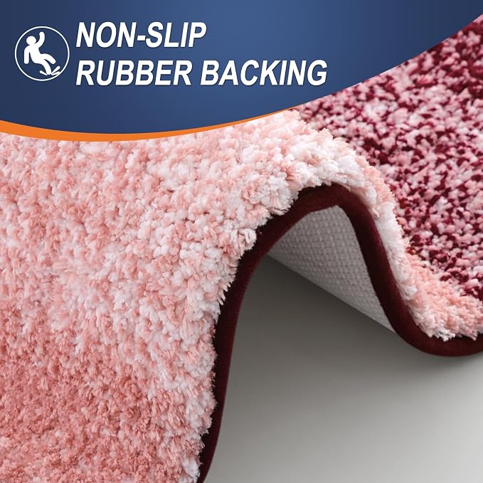 OLANLY Bathroom Runner Rugs Mat 70x24, Extra Soft Absorbent Microfiber Bath Rugs, Rubber Backing, Quick Dry, Washable Long Bath Mats for Bathroom Floor, Tub and Shower, Home Decor Accessories, Red