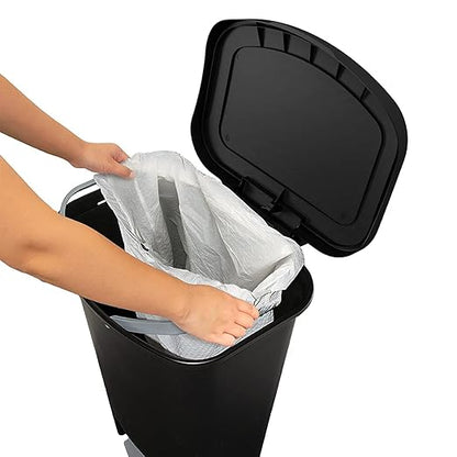 Glad 13 Gallon Trash Can with Clorox Odor Protection, 2 Pack | Plastic Kitchen Waste Bin | Hands Free with Step On Foot Pedal and Garbage Bag Rings, Black