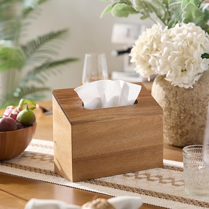 YANGQIHOME Acacia Hand Towel Box Cover Compatible with Kleenex Disposable Paper Hand Towels, Wall Mounted Paper Towel Holders, Hand Towel Holder for Bathroom, Car, Tabletop