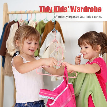 Baby Hangers 60-Pack, MUL-Color Toddler Clothes Hangers with Stackable Hooks & Anti-Slip, Premium PP Plastic Infant Hanger for Kids Closet Organizer, Space-Saving Kids Hanger for Children
