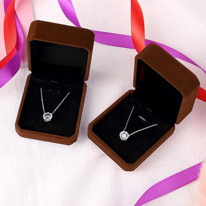 Lamoutor 1Pcs Velvet Necklace Pendant Gift Box Jewelry Gift Box (Coffee Color)