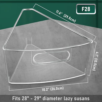 JEISSLIA Lazy Susan Cabinet Organizer Bins for 26"/ 28"/ 32" Diameter Corner Organizer, Plastic Cabinet Storage Bin, 1/8 Wedge - Food Safe, BPA Free, with Non-Slip Pads (for 28" Diameter, 8 Pack)
