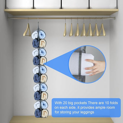 Hanging Legging Organizer, Legging Storage Organizer, Legging Organizer for Closet, Yoga for Pants Jeans Organizer, Hung Behind The Door, Wardrobe, Hanger 20 Pockets Clothes Storage (Grey)