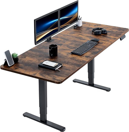 VIVO Electric 71 x 30 in Dual Motor Rustic Sit Stand Desk, Memory Height Adjustment, 2B Series, Vintage Brown Top Black Frame, DESK-KIT-2B7N