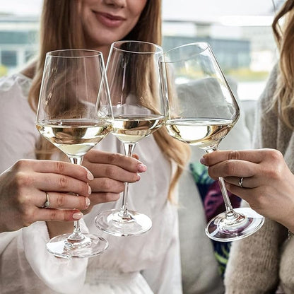 Krosno Large White Wine Glass | Set of 4 | 13.2 oz | Avant-garde Collection | Perfect for Home, Restaurants and Parties | Dishwasher Safe | Lead-Free Crystal Glass