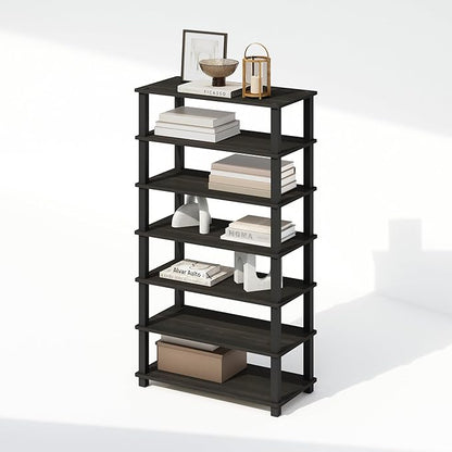 Furinno Turn-N-Tube Storage Shelves Set of 2, 4-Tier Stackable Standing Shelf, Open Corner Shelf, for Organization and Storage, Living Room, Garage, Home Office, Espresso