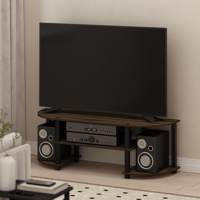 Furinno Turn-S-Tube Wide TV Entertainment Center, Columbia Walnut/Black