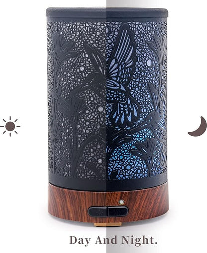 Essential Oil Diffuser - Multifunction Aromatherapy Diffuser 7 LED Color Changing Light 150ML Metal Diffuser Easy to Clean Suitable for Home,Office (Hummingbird)