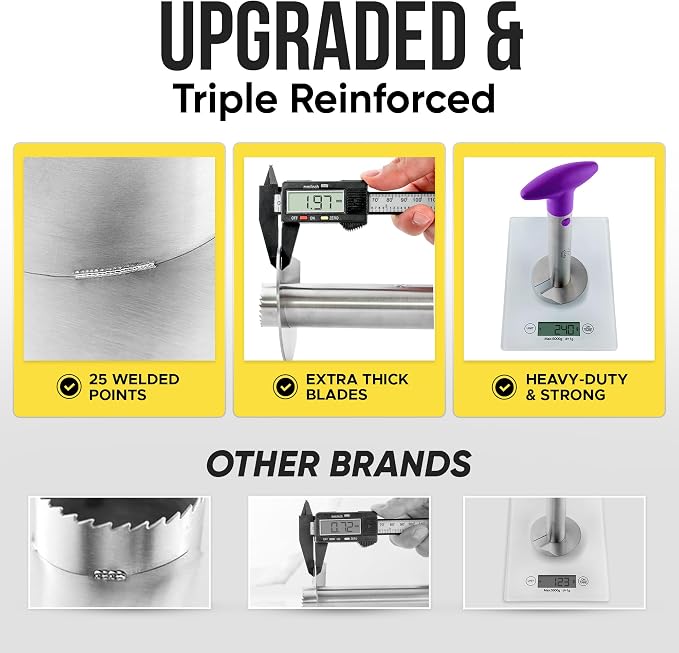 Zulay Kitchen Pineapple Corer and Slicer Tool – Stainless Steel Pineapple Cutter with Eye Remover Tool – Ergonomic Handle & Easy Core Remover – Reinforced Heavy-Duty Blade – Purple
