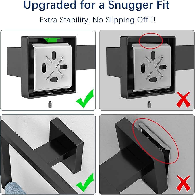 Gypie 5-Piece Bathroom Hardware Accessories Set, Towel Racks for Bathroom Wall Mounted Stainless Steel, Matte Black Towel Bar Set 16In