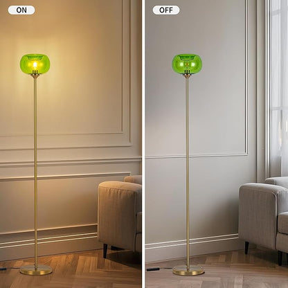 MAYNA Living Room Floor Lamp, Modern Standing Lamp with Green Bubble Shade, 67 Inch Tall Lamp for Bedroom, Study, Office (Includes 2700K Bulb) (Gold and Green)