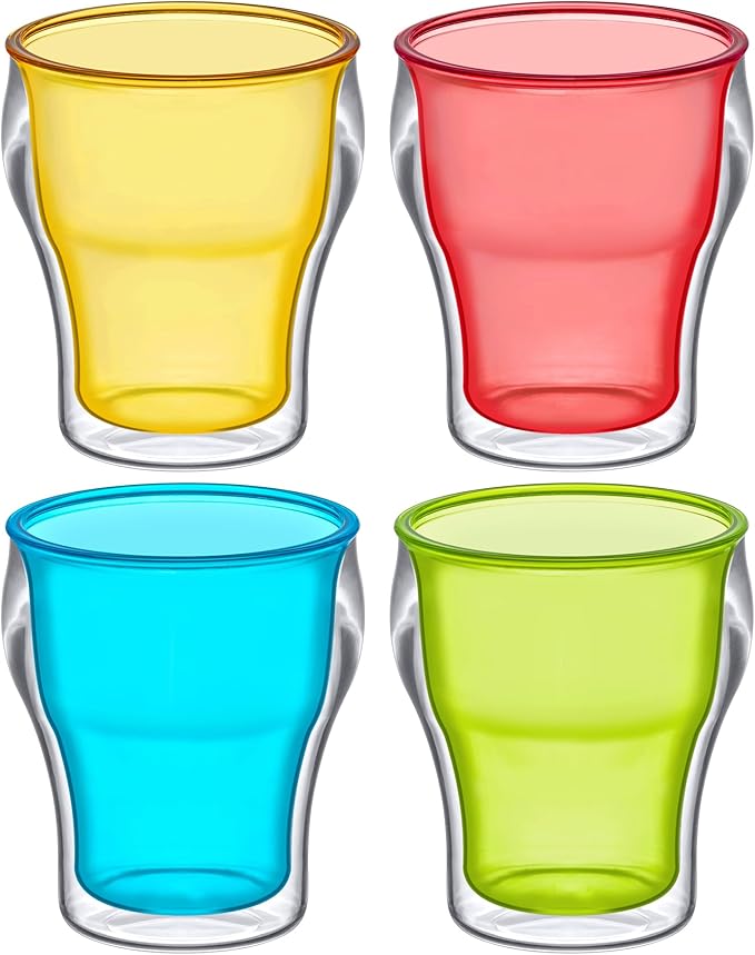 Amazing Abby - Rockies - 14-Ounce Insulated Plastic Tumblers (Set of 4), Double-Wall Drinking Glasses, Mixed-Color Reusable Cups, BPA-Free, Shatter-Proof, Dishwasher-Safe
