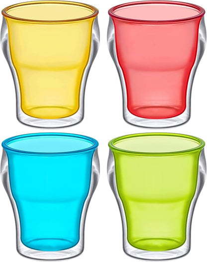 Amazing Abby - Rockies - 14-Ounce Insulated Plastic Tumblers (Set of 4), Double-Wall Drinking Glasses, Mixed-Color Reusable Cups, BPA-Free, Shatter-Proof, Dishwasher-Safe