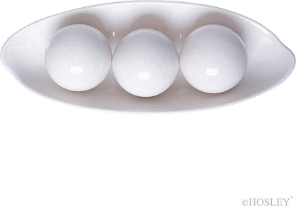 Hosley Decorative Bowl and Orb Set. Ideal GIFT for Weddings Special Occasions and for Decorative Centerpiece in Your Living Dining Room O3 (Crackle Ivory)