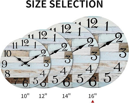 KECYET Wall Clock Battery Operated 16 Inch Silent Non-Ticking Coastal Country Style Decorative for Living Room, Kitchen, Home,Bathroom, Bedroom, Laundry Room