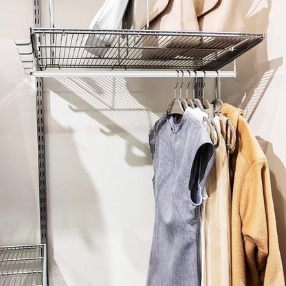 2 Pack Wire Shelving Garment Hanger Bar Wire Shelving Accessories Industrial Closet Clothes Rods for Home Retail Store(White,48 Inch)