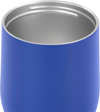 makerflo 12 oz Blue Powder Coated Wine Tumbler with Leak-Proof Clear Lid - Pack of 25, Ideal for Craft and Personalization (Laser Engraving, UV DTF, Epoxy, and Vinyl)