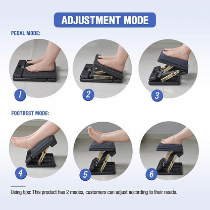Foot Rest for Under Desk at Work 4-Level Height Adjustable, Lengthen Ergonomic Foldable Footrest for Office, Gaming,Computer, Soft & Removable Pad Desk Foot Stool for All Seasons (Gray Plus)