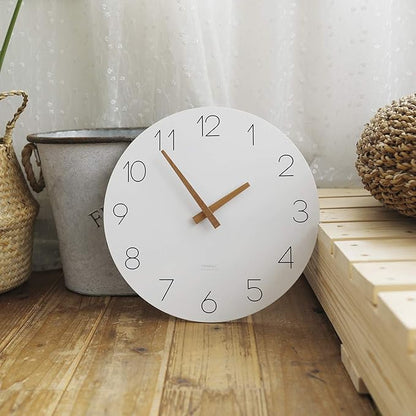 mooas Flatwood Wall Clock, Analog Wall Clock, Silent Non-Ticking 12 inch Modern Wall Clocks Battery Operated for Office, Home, Bathroom, Kitchen, Bedroom, School, Living Room