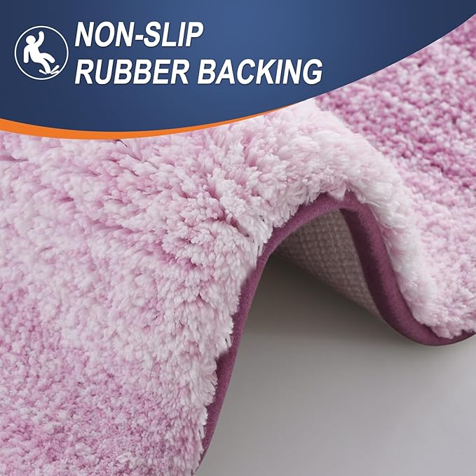 OLANLY Bathroom Runner Rugs Mat 44x24, Extra Soft Absorbent Microfiber Bath Rugs, Rubber Backing, Quick Dry, Long Bath Mats for Bathroom, Tub and Shower, Home Decor Accessories, Pinkish-Purple
