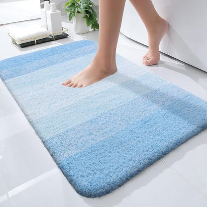 OLANLY Small Bathroom Rugs Mat 24x16, Extra Soft Absorbent Microfiber Bath Rugs, Rubber Backing, Quick Dry, Machine Washable Bath Mats for Bathroom, Tub and Shower, Home Decor Accessories, Sky Blue