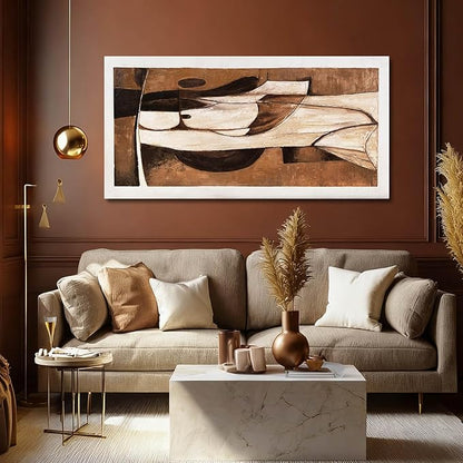 LEVERUP Black and White Abstract Wall Art Textured Wall Artwork Gold Wall Decor for Dining Room Living Room Office 24×48 Inch Hallway Decorations