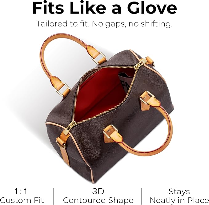 Handbag Organizer Insert for LV Speedy 25, Custom Fit Inside Premium Rogue Coeur Lightweight WaterResistant Purse Insert with Cup Holder Accessories
