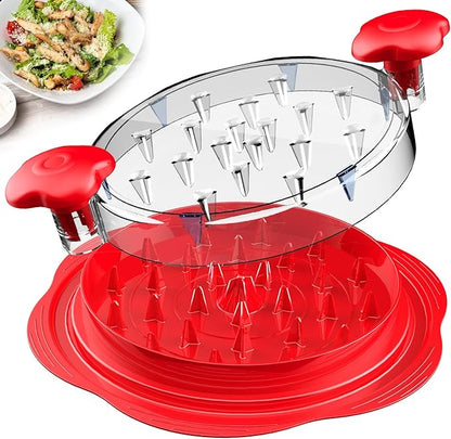 SURETIVIAN Chicken Shredder Tool Twist Large Chicken Breast Shredder with Brush&Fork, Visible Meat Shredder Machine, Anti-Slip Strip, Ergonomic Handle, BPA Free, Suitable for Pork Beef Chicken(Red)