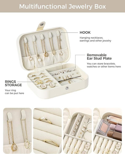 CASEGRACE Jewelry Box For Women Portable Travel Jewelry Case for Necklace Earring Rings Jewelry Holder Case Gift Box Girls