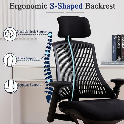 LuxErgo Home Office Chair, Executive Office Desk Chair, Comfortable Ergonomic Gaming Chair with Breathable Mesh Back, BIFMA Certified Heavy-Duty Base, Comfortable Desk Chair for Long Sitting