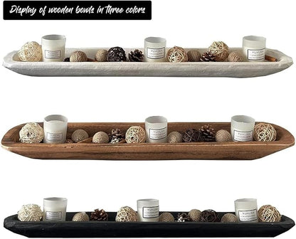 Wooden Dough Bowl Decor, Vintage Wooden Bowl Hand Carved Home Decor for Dining Table Center, Living Room, Kitchen Decor. (30inch brown)
