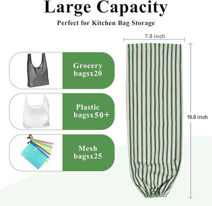 TOGETRUE Plastic Bag Holder, Wall Mount Grocery Bag Holder, Reusable Trash Bag Organizer for Home Kitchen Pantry Decor (Green)