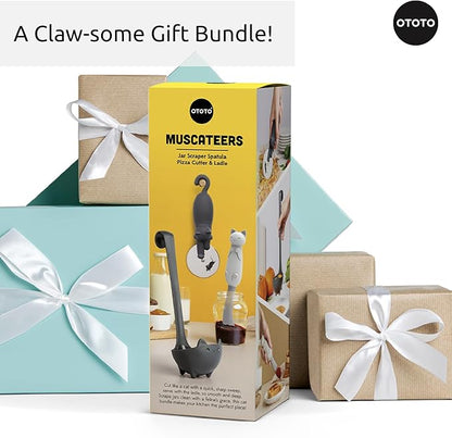 OTOTO Muscateers Bundle of Mary Cat, Katie, Kitty - Jar Scraper Spatula, Soup Ladle, Pizza Cutter - Cute Kitchen Accessories, Spooky Gothic Cat Gifts for Women, Kitchen Gifts, Halloween Gifts