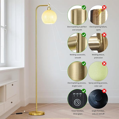 MAYNA Glass Floor lamp Living Room, Modern Vertical lamp, Remote Control Switch with Glass lampshade, 67-inch high lamp Suitable for Bedroom and Study (2700K LED Bulb Included)