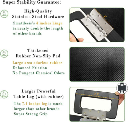 Smatdecis Couch Arm Tray Table Sofa Arm Clip, Armrest Tray Table Suitable for Home Drinks/Fast Food/Fruit Etc, Large Size Multi-Function Black(Dual Phone/Tablet Holder)