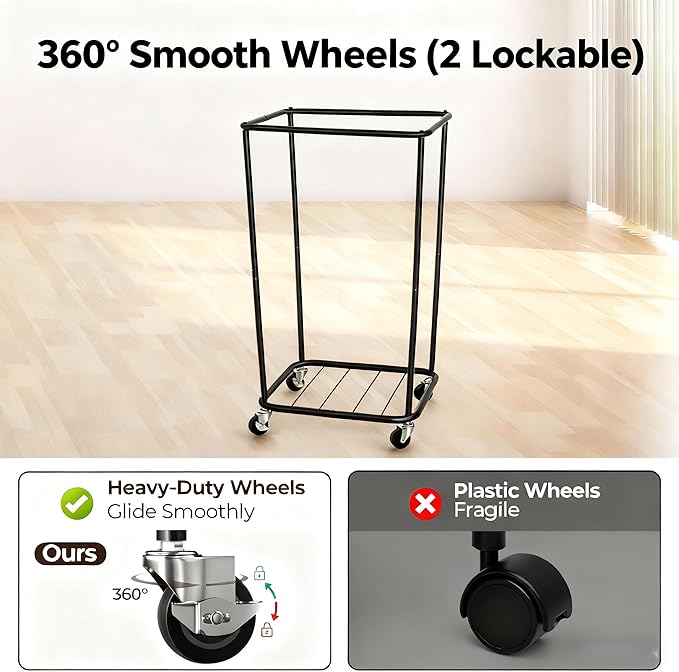 GRANNY SAYS 160L Rolling Laundry Basket, Laundry Hamper with Wheels, Large Laundry Cart with Removable Bag, Clothes Organization and Storage for Laundry Room, Bathroom, Bedroom, Black