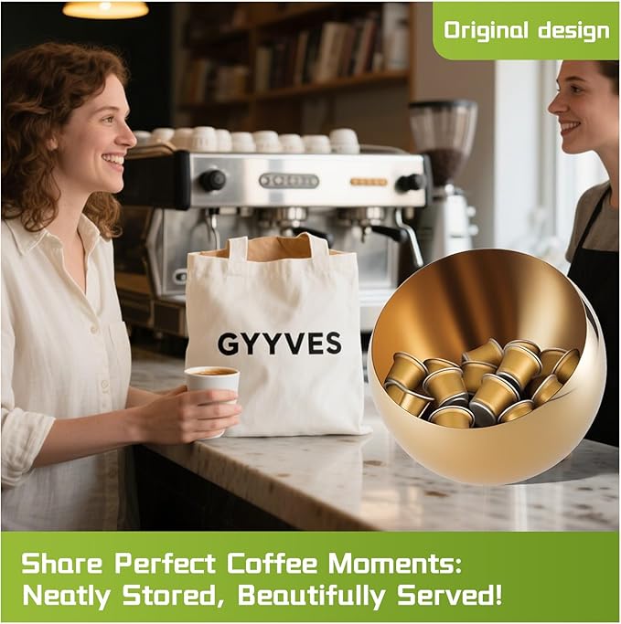 Large Capacity Coffee Pod Holder – Stainless Steel Pod Organizer and Holder | Stylish Coffee Bar Accessories & Countertop Storage (Gold, M)