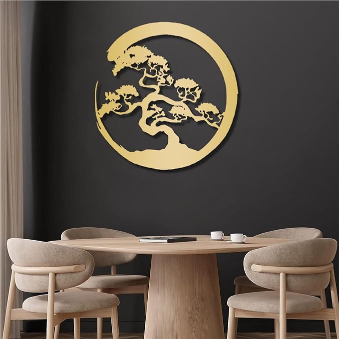 Yemwot Metal Tree of Life Wall Decor, Circle of Life Metal Tree Wall Art, Branch Art, Spiritual Decor, Modern Sculpture Decoration, Living Room Bedroom Decoration (Black-Tree 3, 28"x 29"| 71x76cm)