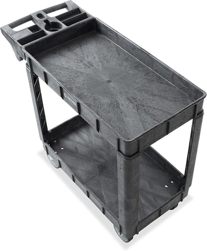 Dryser Utility Cart with Wheels, 40" x 17" Heavy Duty 550 lb. Capacity with Shelves - 2 Tier Rolling Cart with Two 5" Swivel Casters for Warehouse, Garage, Cleaning