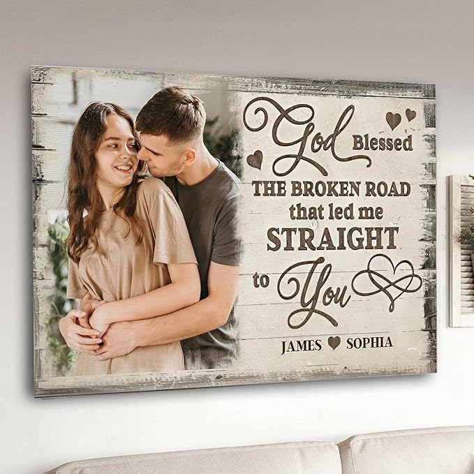 Love Signal Personalized Wall Art for Couples, Custom Photo Print Canvas/Poster/Frame, Valentine Day, Anniversary, Wedding, Birthday Gifts for Him Her Boyfriend Girlfriend, Husband Wife Bedroom Decor