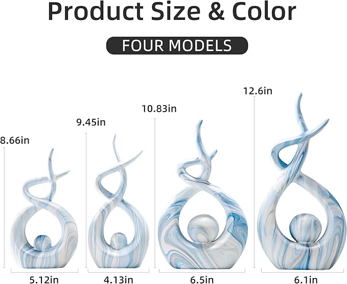 Blue Sculpture Home Decor, Modern Living Room Decorations, Table Centerpieces for Dining Room, Abstract Sculpture Coffee Table Decor, Coastal Centerpieces for Tables