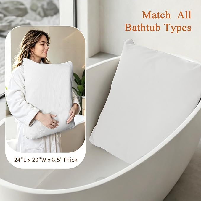 Luxury Bathtub Pillow,Head,Neck & Back Support,Quick-Drying 5D Mesh Core,Gift for Bath Lovers,Adjustable Thickness Fits Any Bathtubs,Easy to Maintain,Light Grey