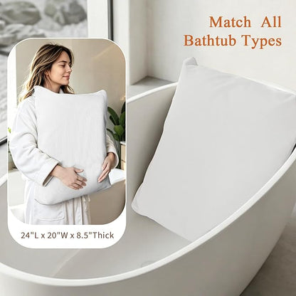 Luxury Bathtub Pillow,Head,Neck & Back Support,Quick-Drying 5D Mesh Core,Gift for Bath Lovers,Adjustable Thickness Fits Any Bathtubs,Easy to Maintain,Light Grey