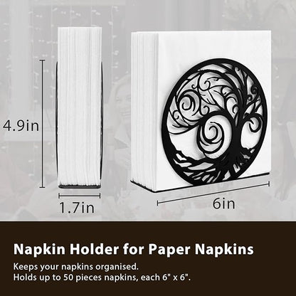 Napkin Holder for Table, Standing Napkin Dispenser Outdoor Farmhouse Black Cocktail Napkin Holders for Kitchen Coffee Shop Dining Room (6"x 1.7"x 4.9")
