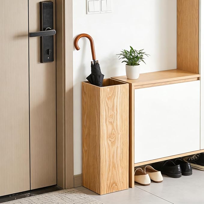 DOITOOL Wooden Umbrella Holder Bucket Entryway Umbrella Storage Holder for Home Office and Hotel Doorways Indoor Stand 19.68 X 6.29 X 6.29 in Open Design for Quick Drying