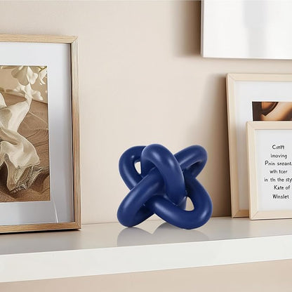 DOVDOV Blue Knot Sculpture, Three Knot Sculptures, Blue Home Decor Accents, Knot Sculptures for Rustic-Style Coffee Tables, Living Room Dining Tables, Entrance Hall Shelves, and Small Decorations.