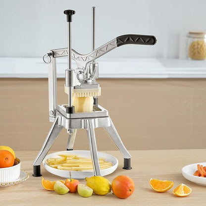 VEVOR Commercial Vegetable Chopper w/ 4 Replacement Blades, Stainless Steel French Fry Cutter Potato Dicer & Fruit Slicer for Restaurants & Home Kitchen