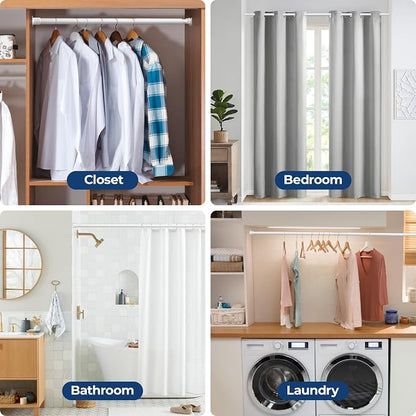 Mavivegue Closet Rod, 17 to 43 Inch Adjustable Closet Rods for Hanging Clothes, White, Hanging Rod for Closet Wardrobes Laundry RV, Bathroom